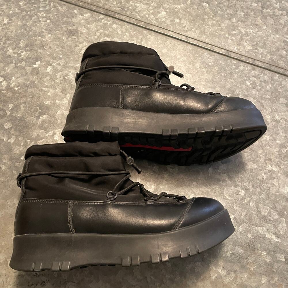 Prada Womens Drawstring Hiking Ankle Boots EU 37.5 US 7 Black Platform Chunky - Picture 4 of 10
